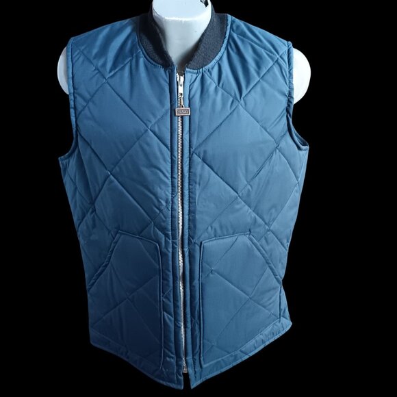 Vintage Men's Large LT Vest Walls Quilted Blue Zip-Up Ribbed Collar USA NWOT New - Picture 1 of 8